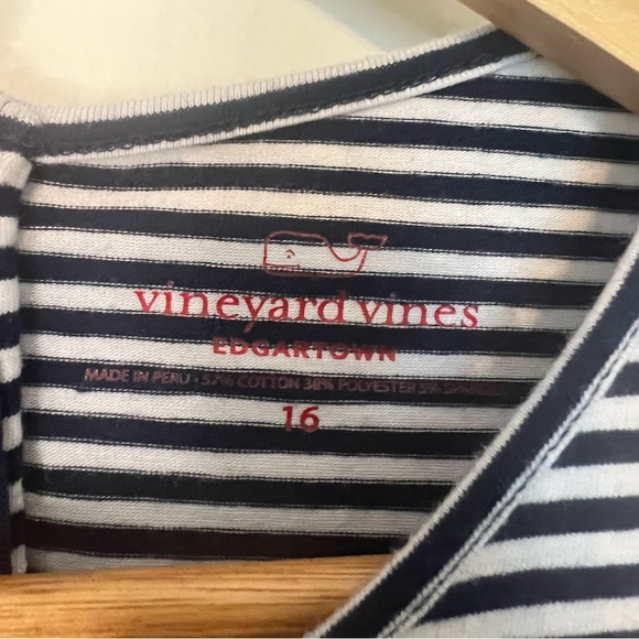 Vineyard Vines Girls Striped Navy and White Ruffle Jumpsuit - Picture 4 of 5